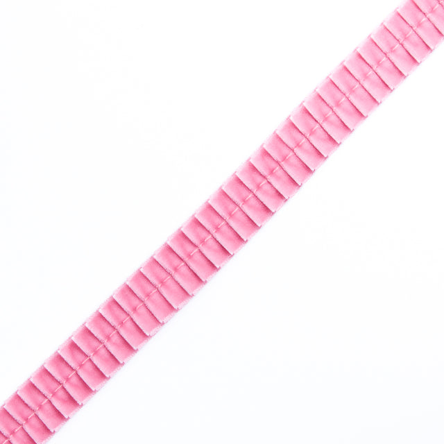 Italian Dusty Rose Velvet Knife Pleated Trimming - 0.875"