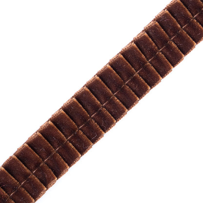Italian Dark Brown Velvet Knife Pleated Trimming - 0.875 - Detail