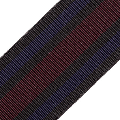 Italian Brown/Red/Purple Striped Stretch Grosgrain Ribbon - 2 - Detail