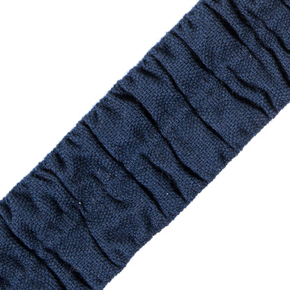 Italian Navy Ruched Stretch Wool Trimming - 1.5 - Detail