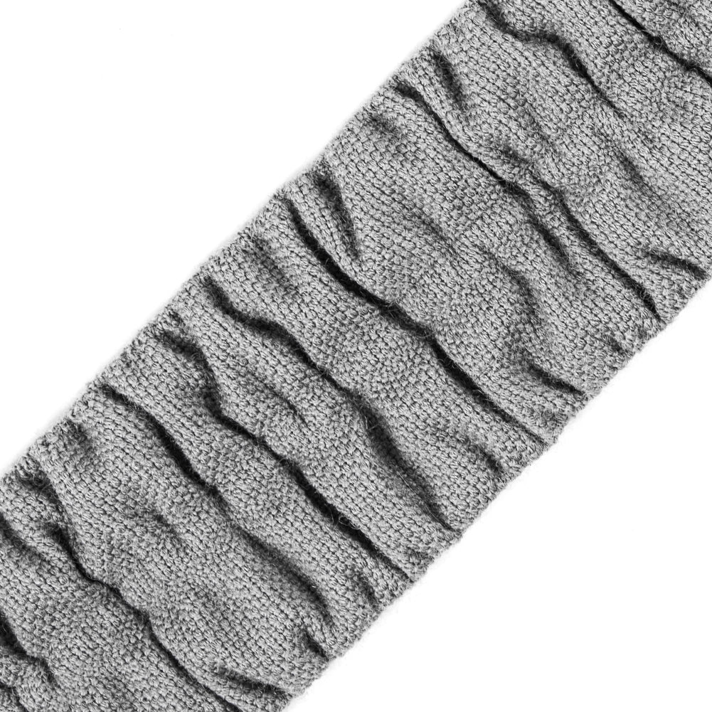 Italian Gray Ruched Stretch Wool Trimming - 1.5" Detail