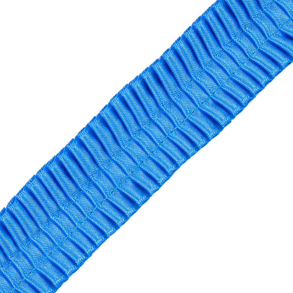 Italian Electric Blue Deep Knife Pleated Trimming - 1" Detail