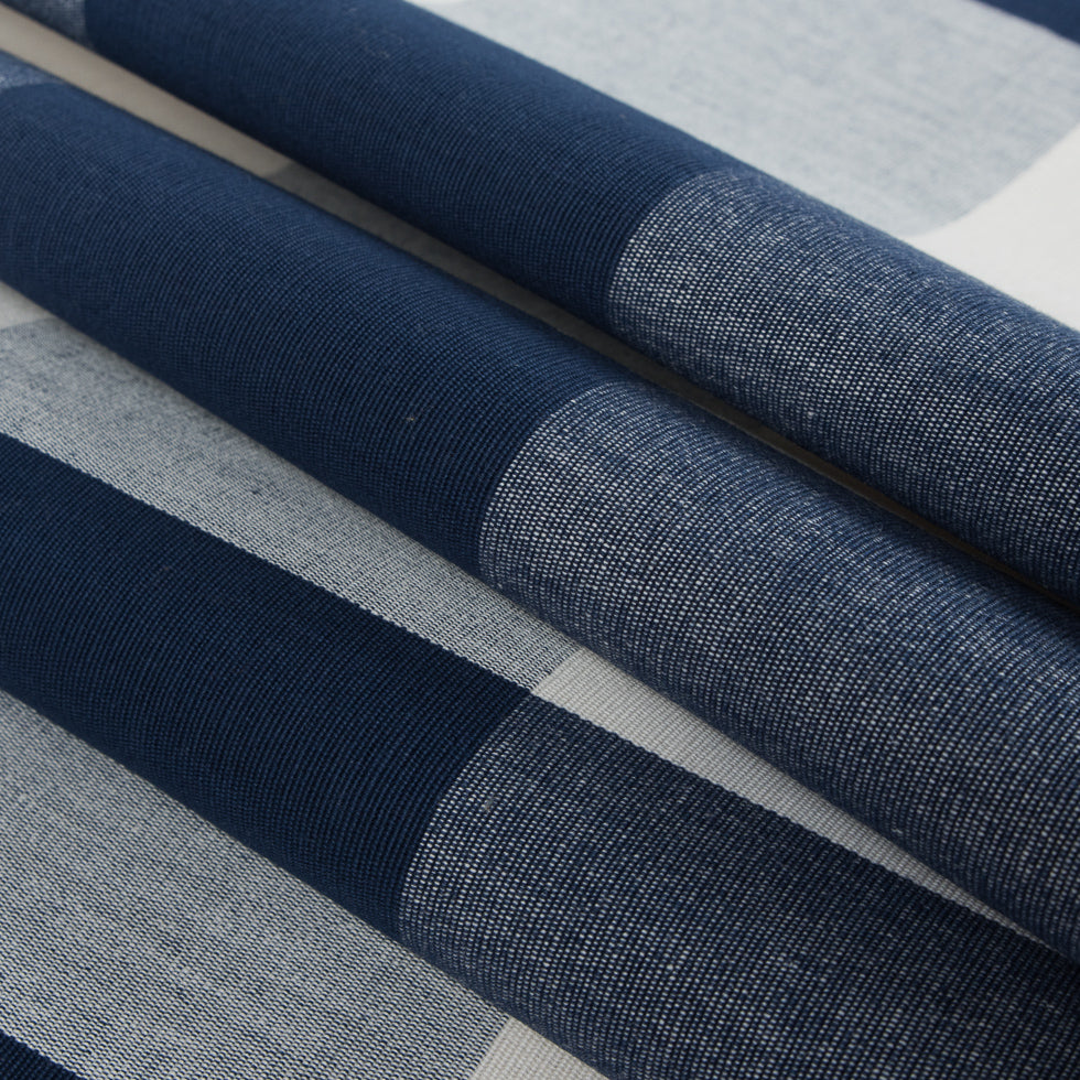 Navy Buffalo Checked Cotton Woven - Folded