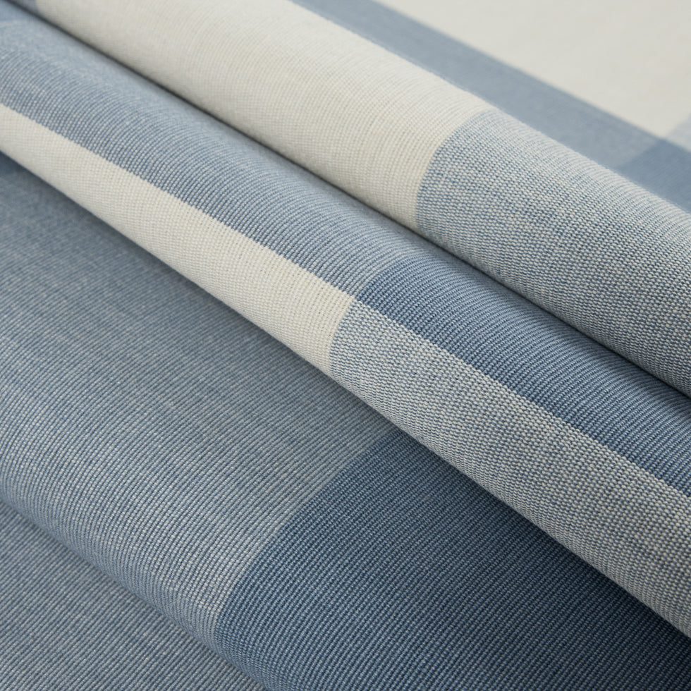Soft Blue Buffalo Checked Cotton Woven Folded