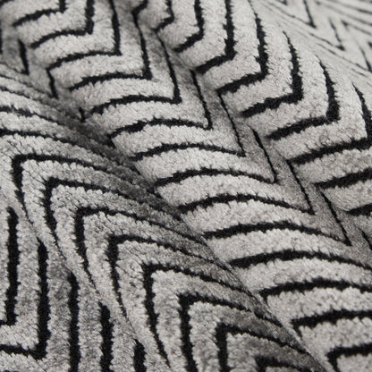 Gray Chevron Polyester Chenille - Folded