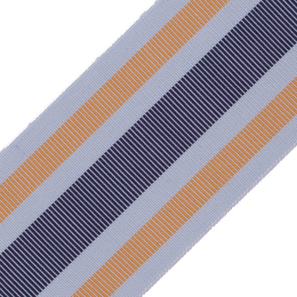 Italian Yellow/Navy/Gray Striped Stretch Grosgrain Ribbon - 2" Detail