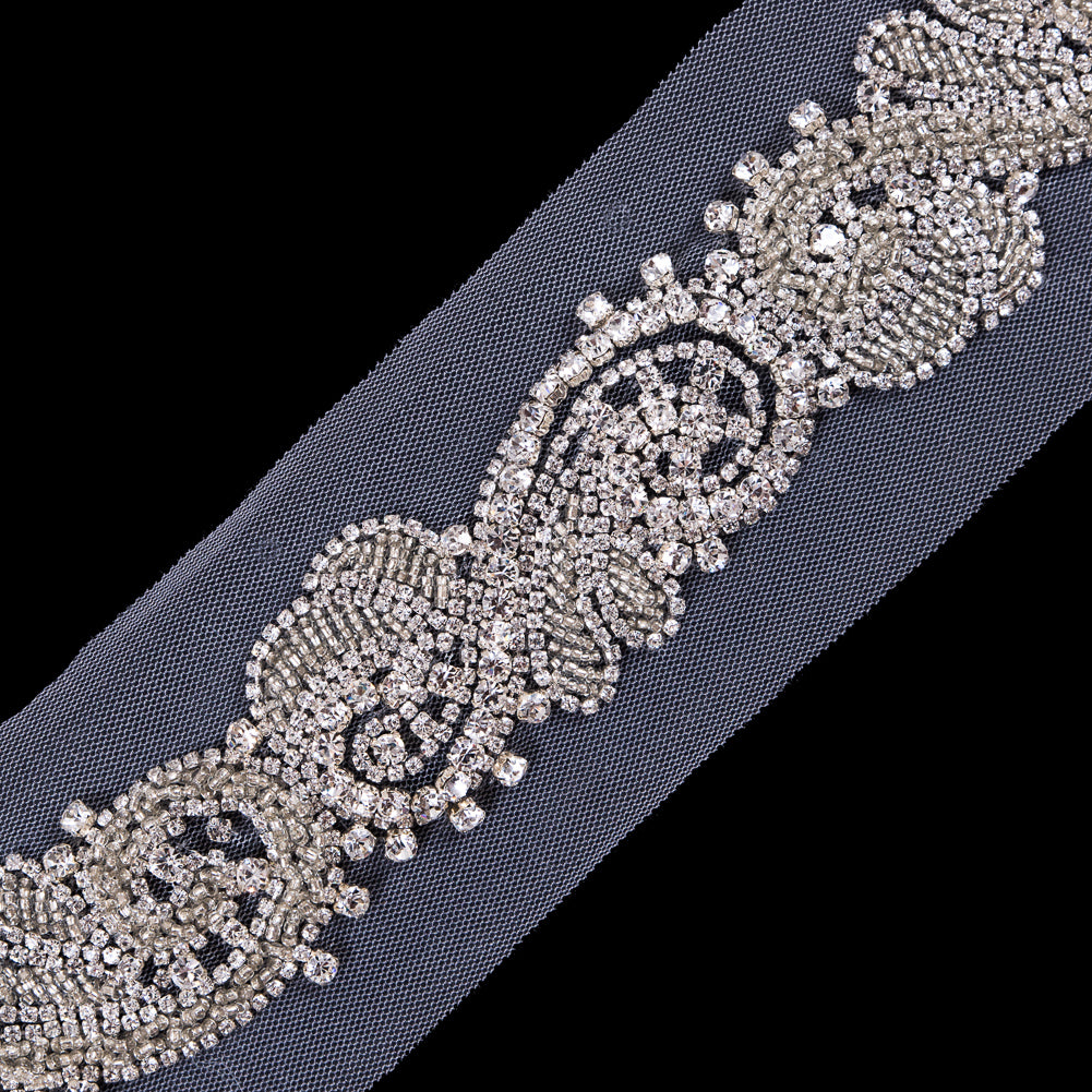 Silver Fancy Rhinestone Trim - 2