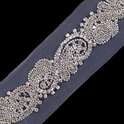 Silver Fancy Rhinestone Trim - 2