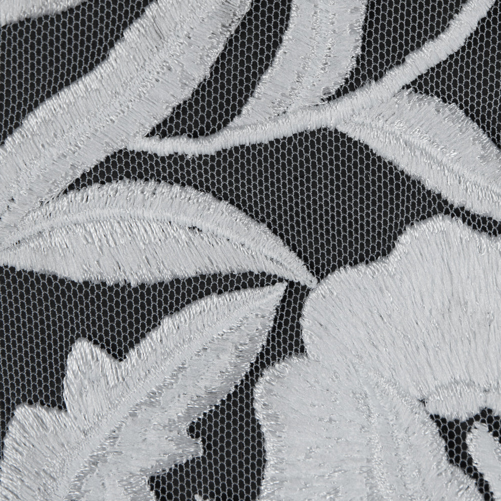 Floral Embroidered Tulle - White on White Detail