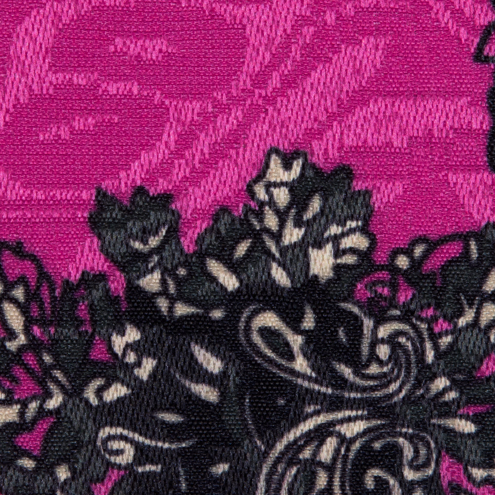 Digitally Implemented Pink/Green Border Print on a Butterfly Jacquard - Detail