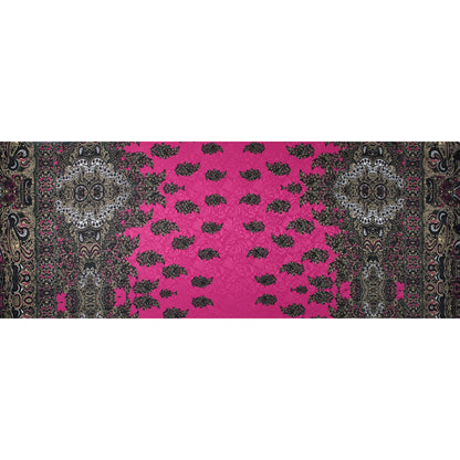 Digitally Implemented Pink/Green Border Print on a Butterfly Jacquard - Full