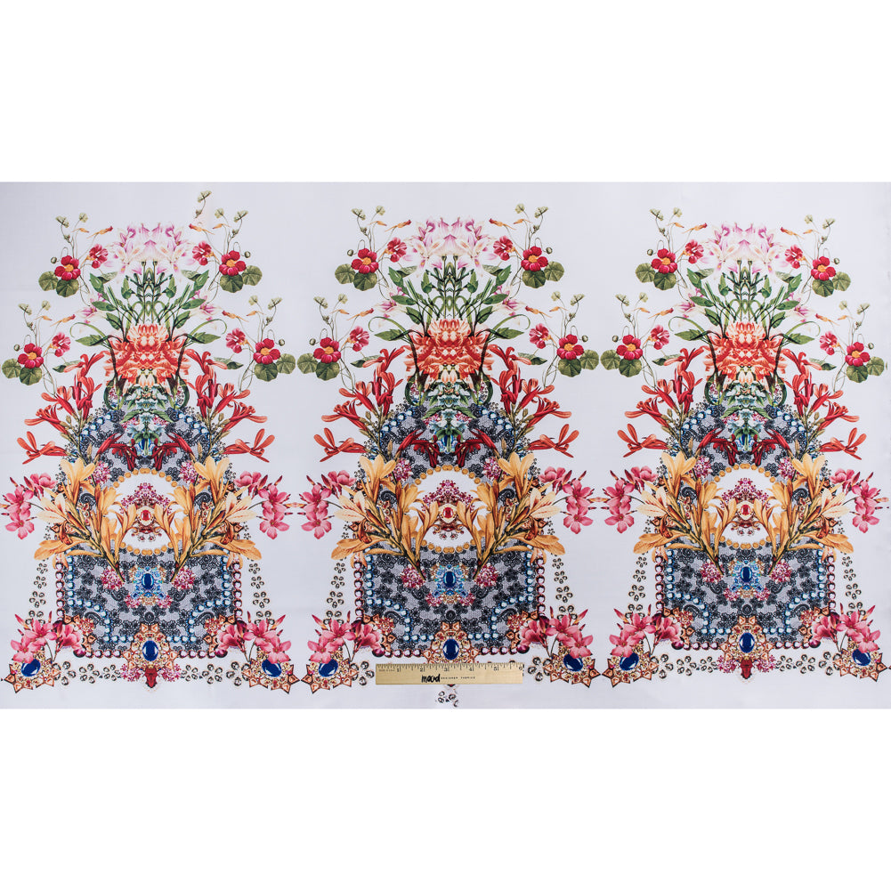 Digitally Printed Gems and Flowers on a Premium Mikado/Twill - Folded