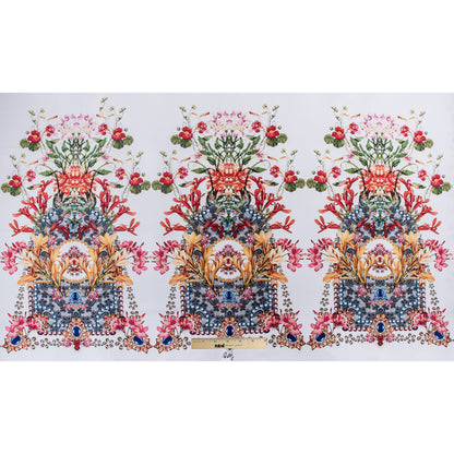 Digitally Printed Gems and Flowers on a Premium Mikado/Twill - Folded