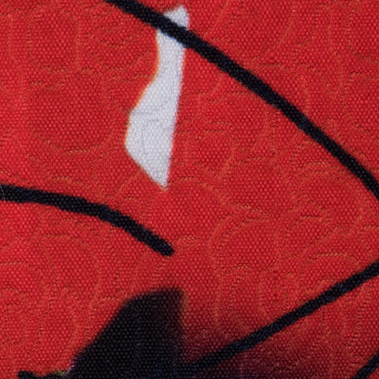 Large Scale Red-Orange Floral Digitally Printed on a Rose Jacquard Full