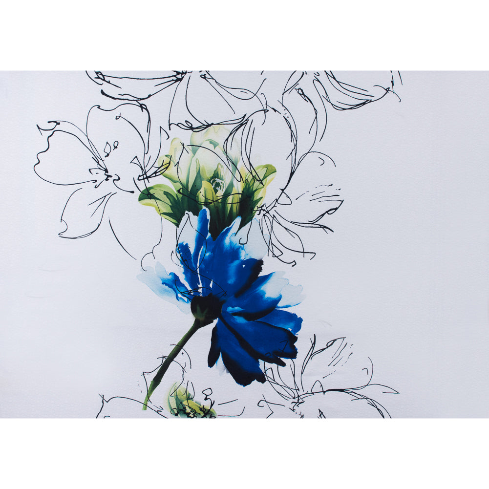 Large Scale Blue Floral Digitally Printed on a Rose Jacquard - Folded