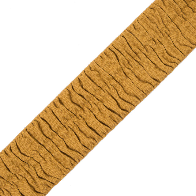 Italian Mustard Ruched Stretch Wool Trimming - 2.375"