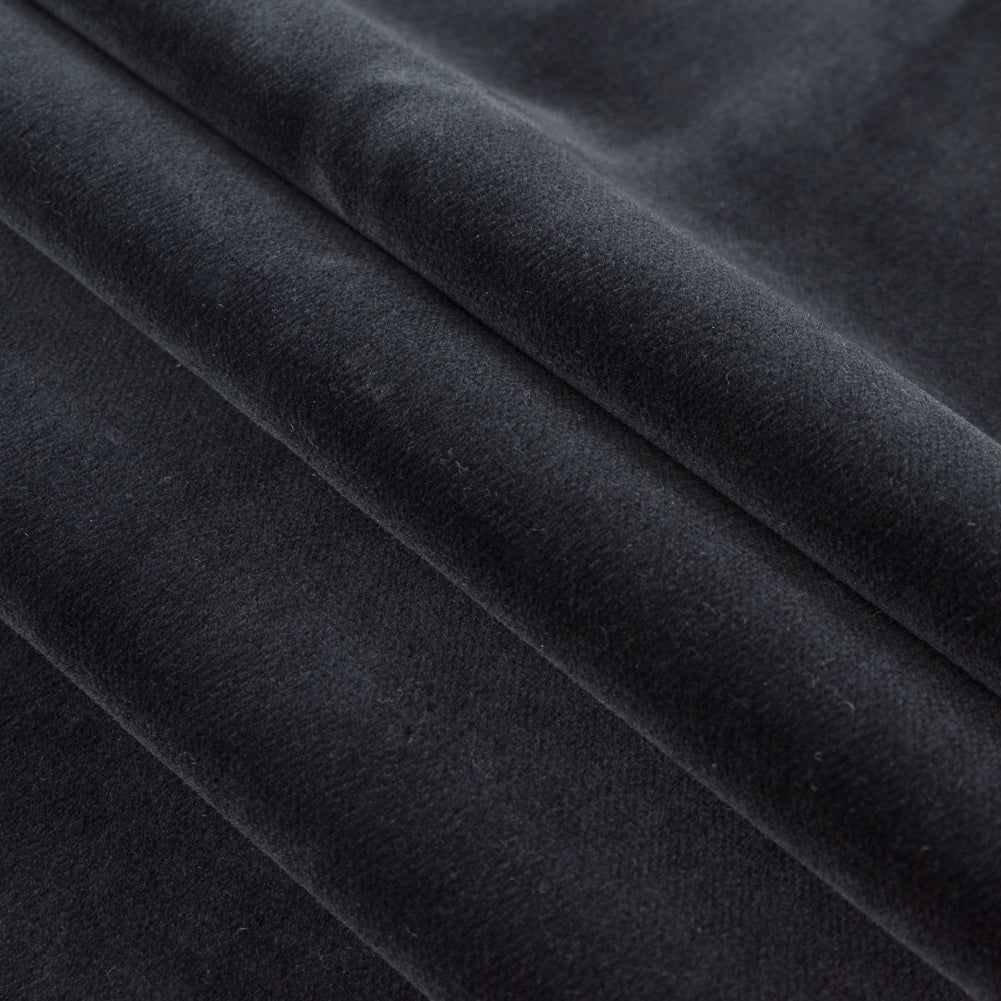 Black Solid Cotton Velveteen Folded