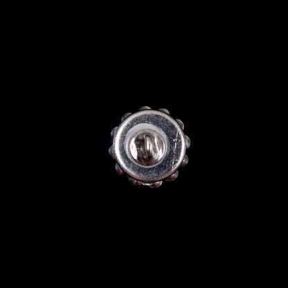 Italian Silver Rhinestone Shank Back Button - 14L/9mm Detail