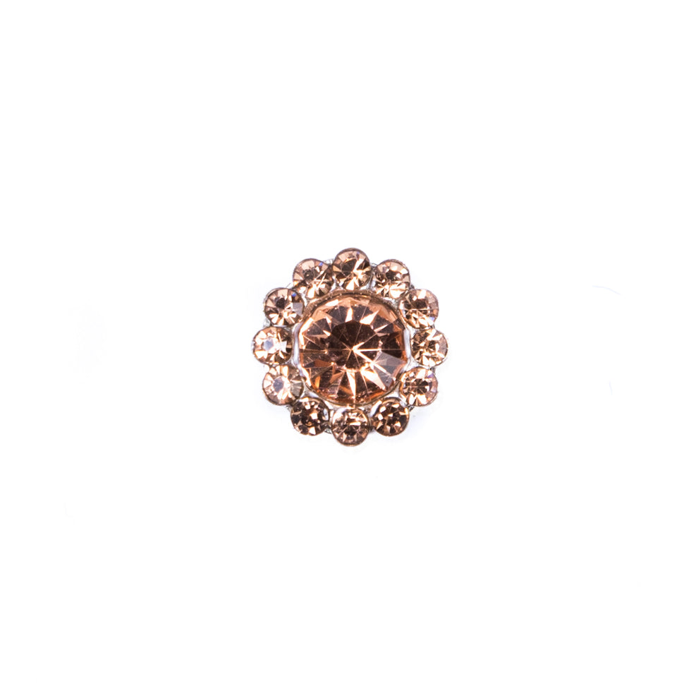 Italian Peach Rhinestone Shank Back Button - 14L/9mm