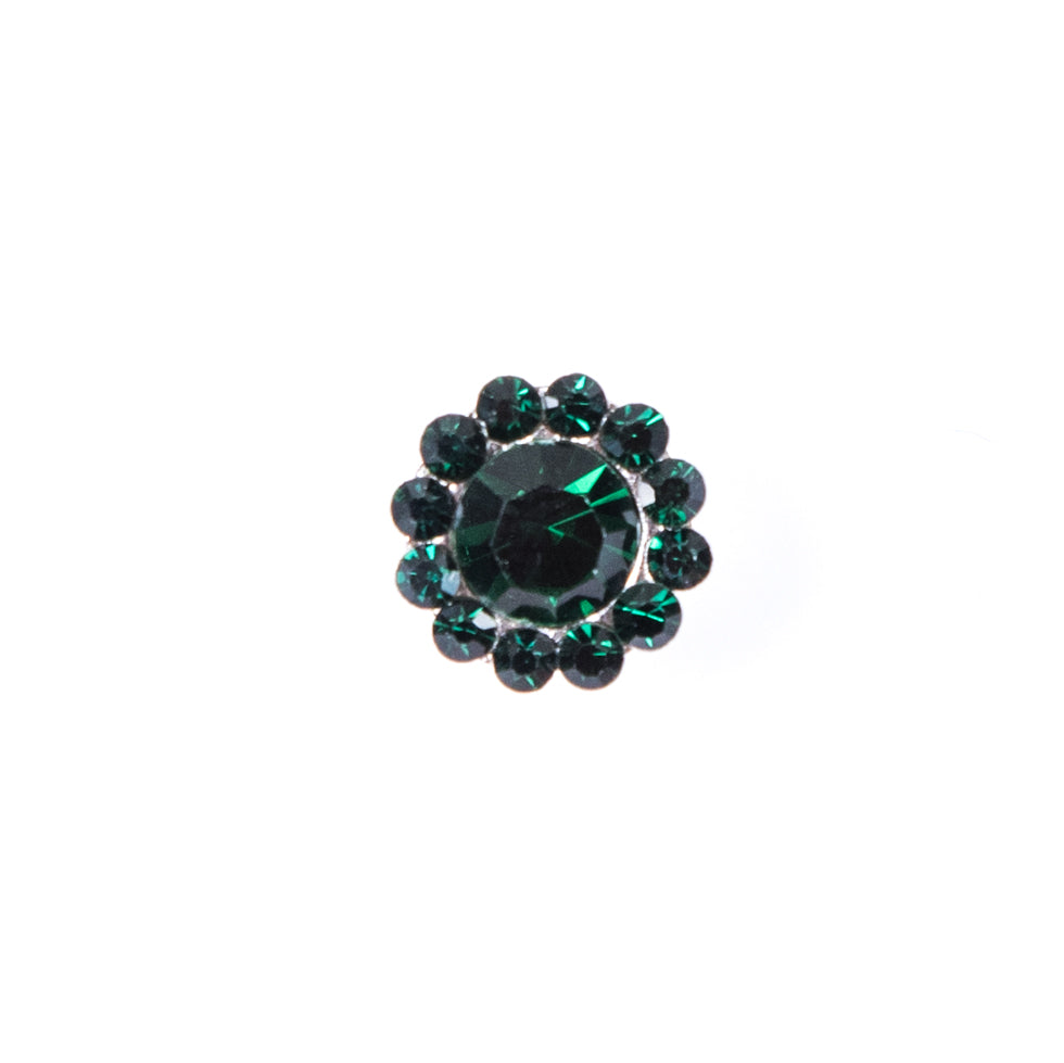 Italian Emerald Rhinestone Shank Back Button - 14L/9mm