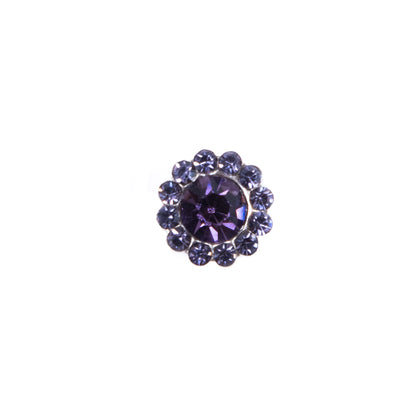 Italian Purple Rhinestone Shank Back Button - 14L/9mm