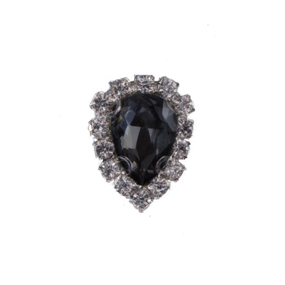 Italian Charcoal Teardrop Rhinestone Button - 36L/23mm