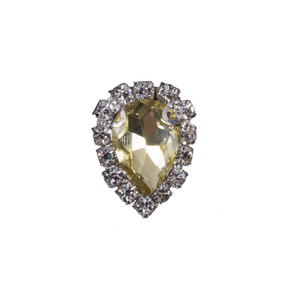 Italian Yellow Teardrop Rhinestone Button - 36L/23mm
