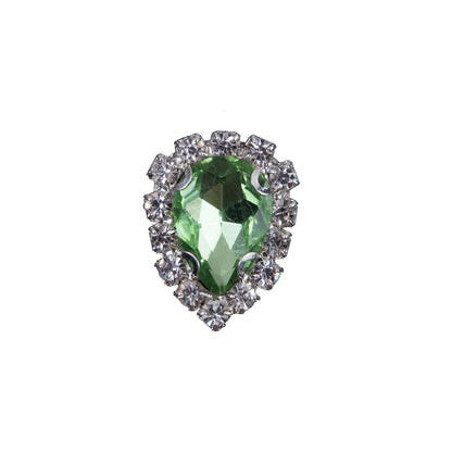 Italian Green Teardrop Rhinestone Button - 36L/23mm