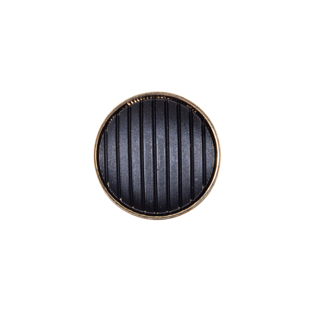 Italian Black and Gold Zamac Button - 24L/15mm