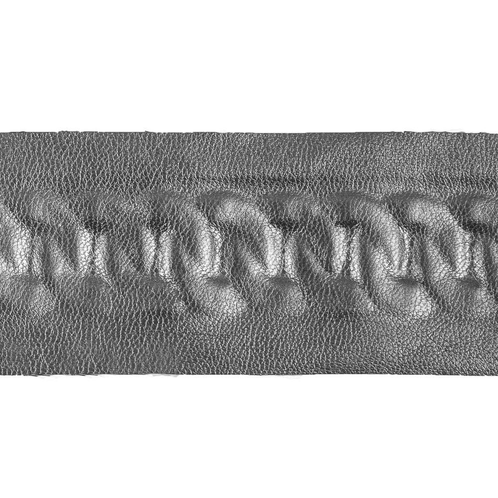 Italian Silver Chain-Link Embossed Faux Leather - 1.75 - Detail