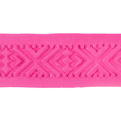 Italian Pink Geometric Embossed Double Knit Trim - 1.75" Detail