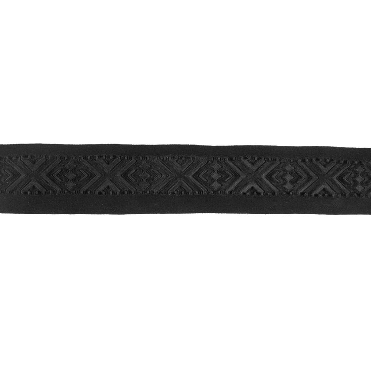 template--25130090922057__main-Italian Black Geometric Embossed Double Knit Trim - 1.75"