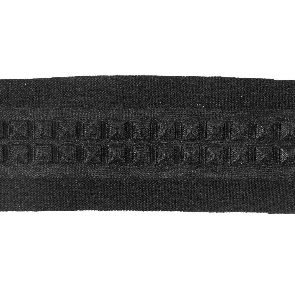 Italian Black Stud Embossed Double Knit Trim - 1 - Detail