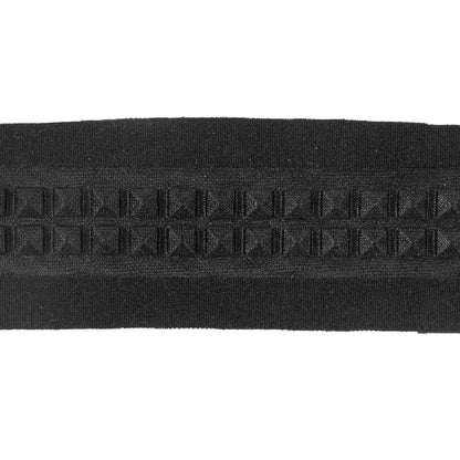 Italian Black Stud Embossed Double Knit Trim - 1 - Detail