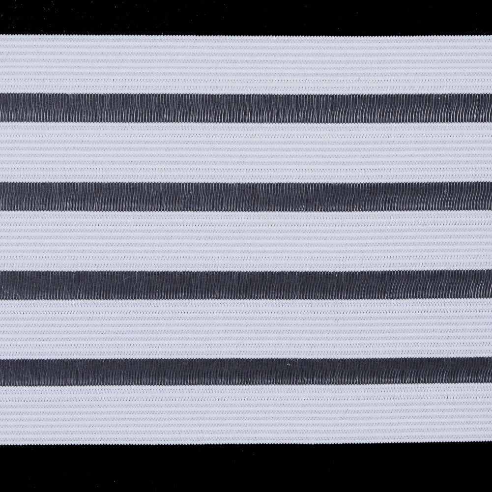 Italian White Elastic Trim w/ Sheer Stripes - 4 - Detail
