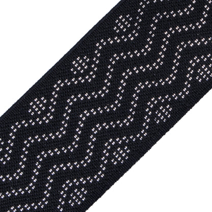 Italian Black and Metallic Silver Elastic Trim - Detail