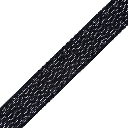 Italian Black and Metallic Silver Elastic Trim