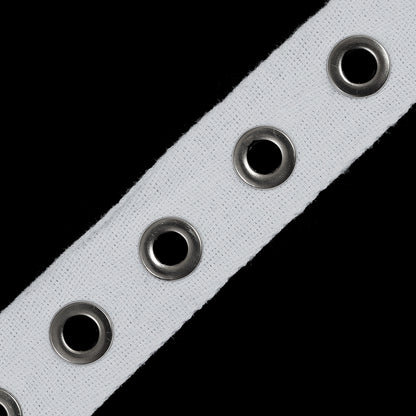 Italian White Tape with Silver Grommets - 1.25 - Detail