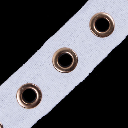 Italian White Tape with Gold Grommets - 1.25" Detail