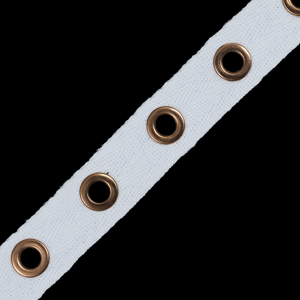 Italian White Tape with Gold Grommets - 0.75" Detail