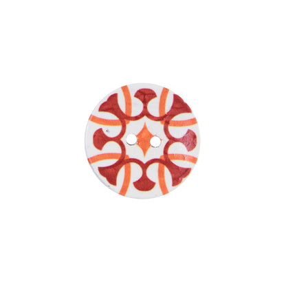 Italian Red, Orange and White Coconut Button - 24L/15mm