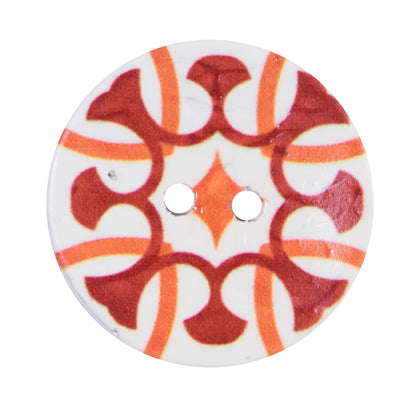 Italian Red/Orange/White Coconut Button - 48L/30mm