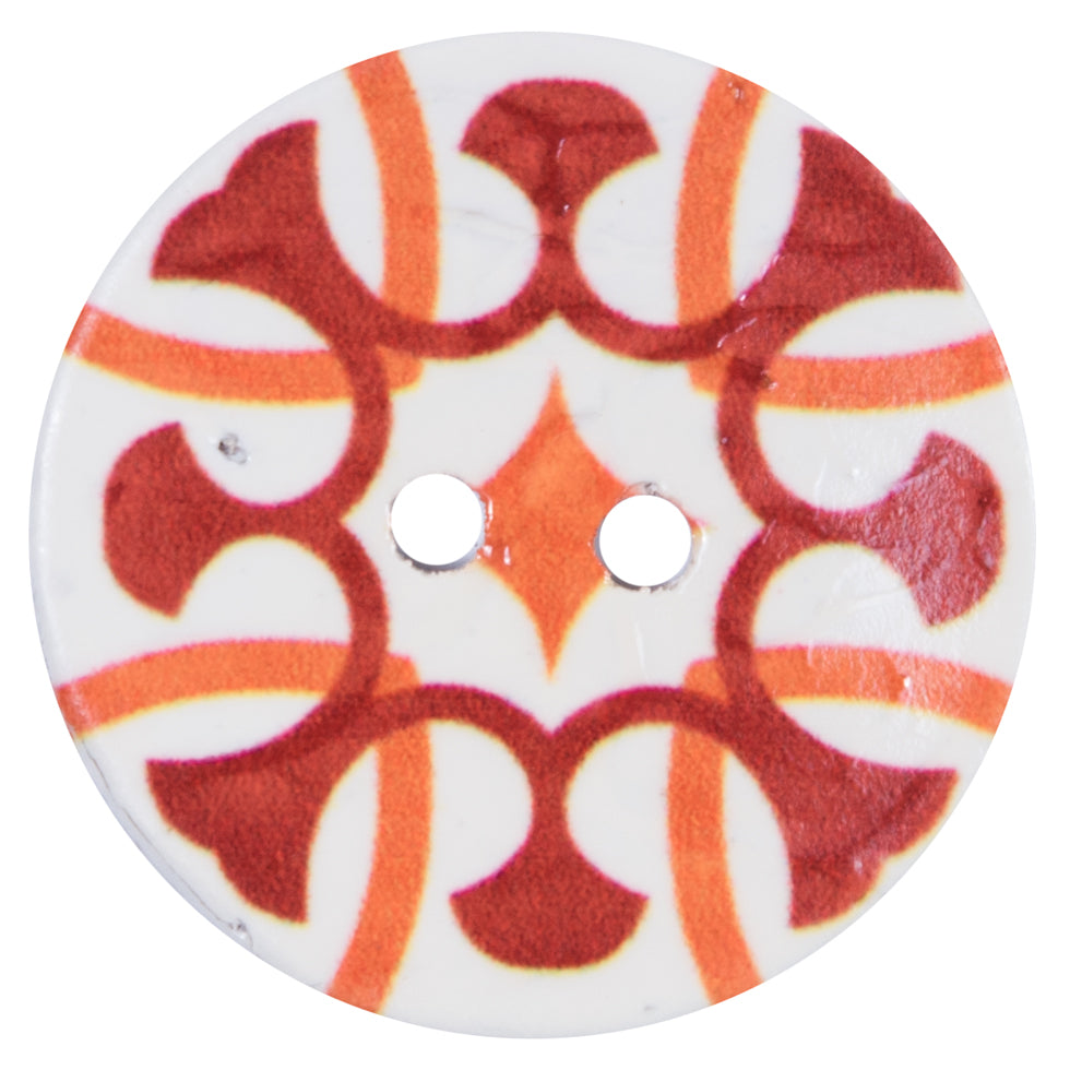 Italian Red/Orange/White Coconut Button - 64L/40mm