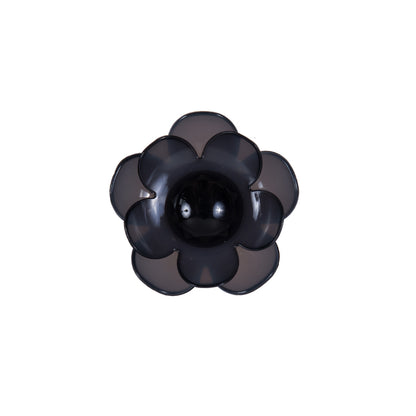 Italian Black Floral Shank-Back Button - 32L/20mm
