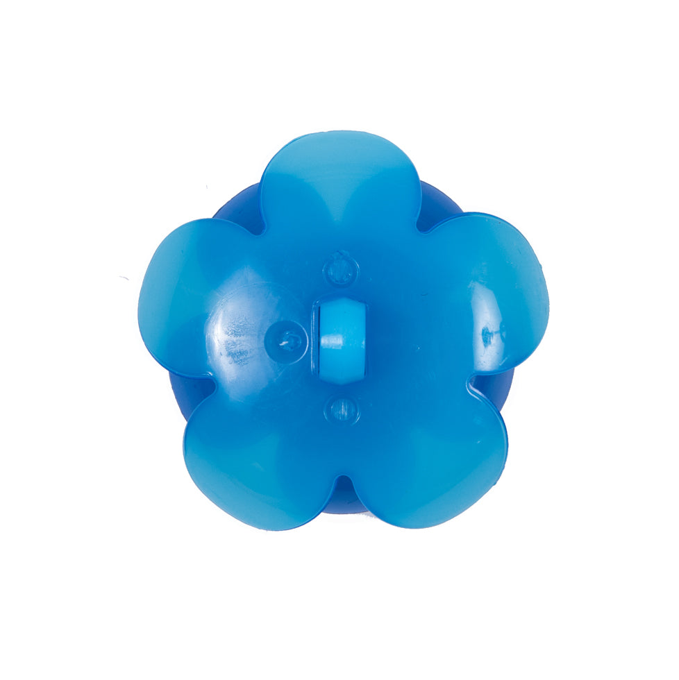 Italian Blue Floral Shank-Back Button - 40L/25mm - Detail