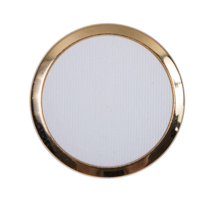 Italian White and Gold Plastic Shank-Back Button - 44L/28mm