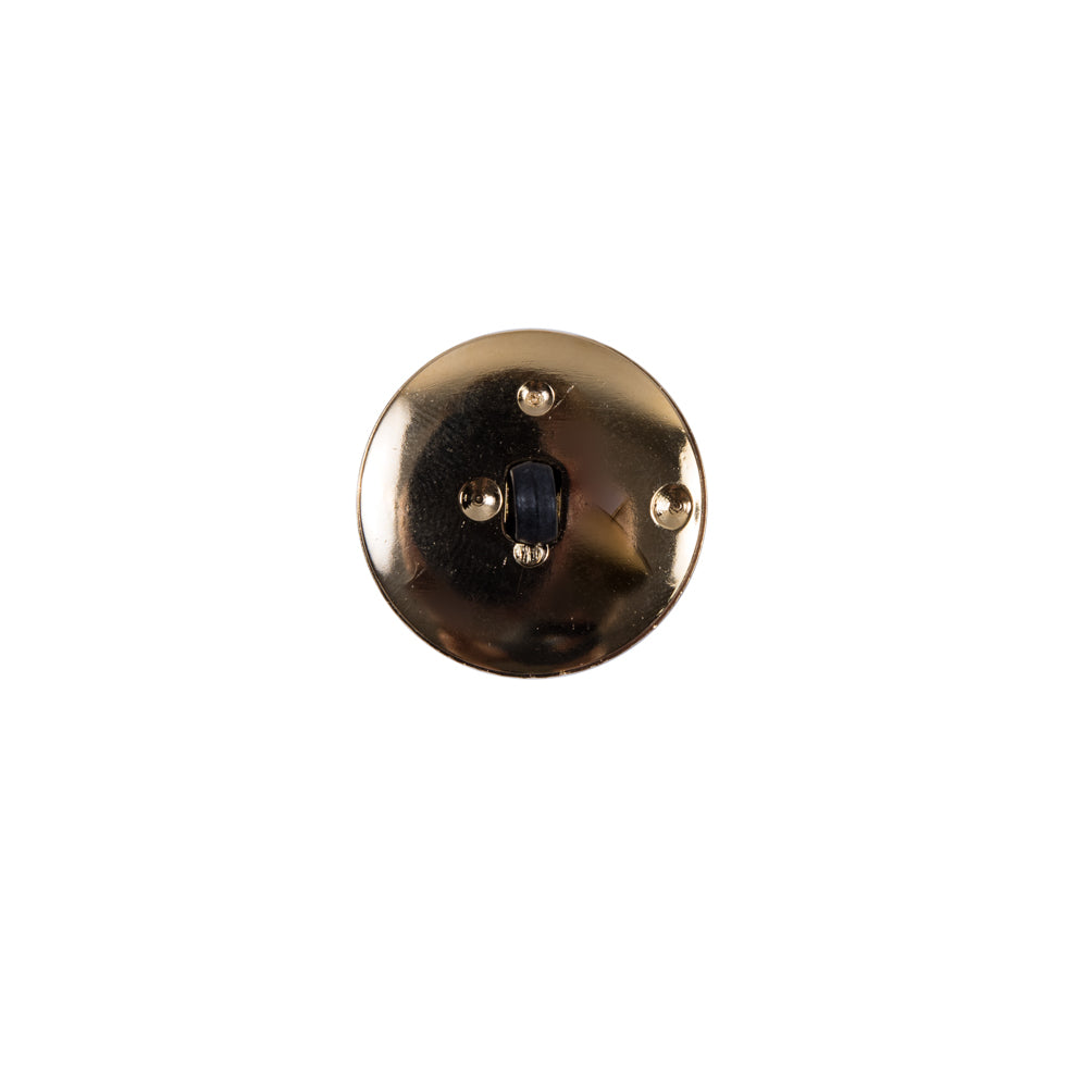 Italian Black and Gold Plastic Shank-Back Button - 20L/13mm - Detail