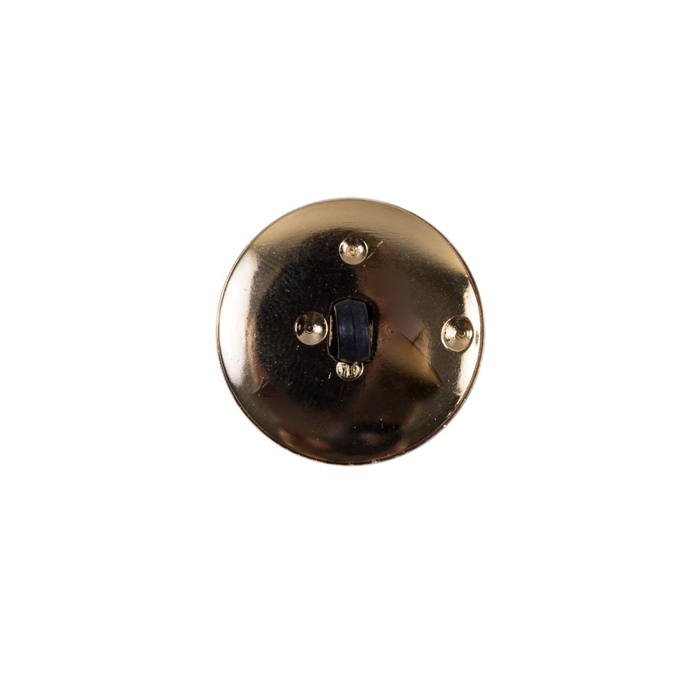Italian Black and Gold Plastic Shank-Back Button - 24L/15mm Detail
