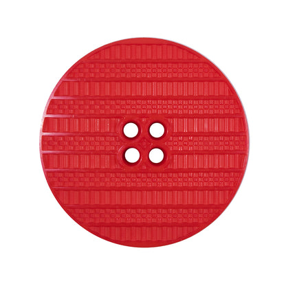 Plastic 4-Hole Button Made in Italy - 44L/28mm - Red Woven Texture Stripes Embossed