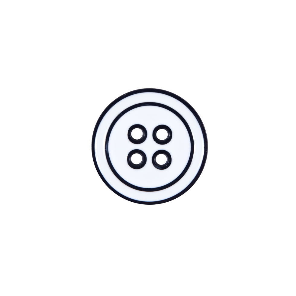 Italian Navy and White Plastic Button - 24L/15mm